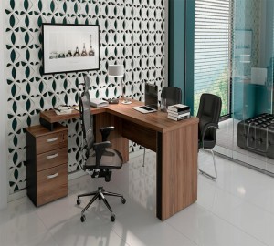 MESA RETA C/GAVETEIRO PEDESTAL M40 GOLD 