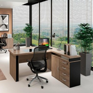 MESA RETA C/ARMARIO PEDESTAL M40 GOLD
