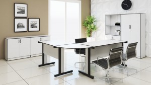 MESA EM ‘L’ COM GAVETEIRO FIXO LIGHT