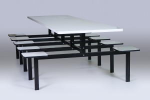 MESA PARA REFEITÓRIO COM BANCO ACOPLADO 10 LUGARES 