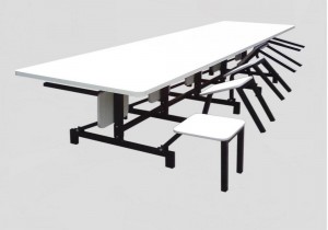 MESA PARA REFEITÓRIO COM BANCO DOBRAVEL 10 LUGARES FORMICA