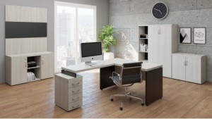 MESA RETANGULAR C/GAVETEIRO PEDESTAL PÉ PAINEL 40MM MODERATE 