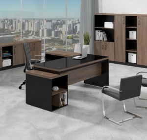 Mesa Pedestal Gaveteiro Vidro Fumê M40 Glass