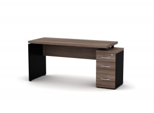 MESA RETA COM GAVETEIRO PEDESTAL 03 GAVETAS NOCE NATURALE 