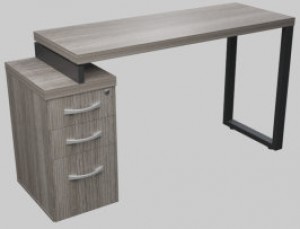 MESA PÉ PAINEL GAVETEIRO PEDESTAL COM PE DE AÇO 1346X600X750 DIR. MODERATE 40MM 