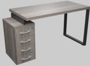 MESA PÉ PAINEL GAVETEIRO PEDESTAL COM PE DE AÇO 1346X450X750 DIR. MODERATE 40MM 